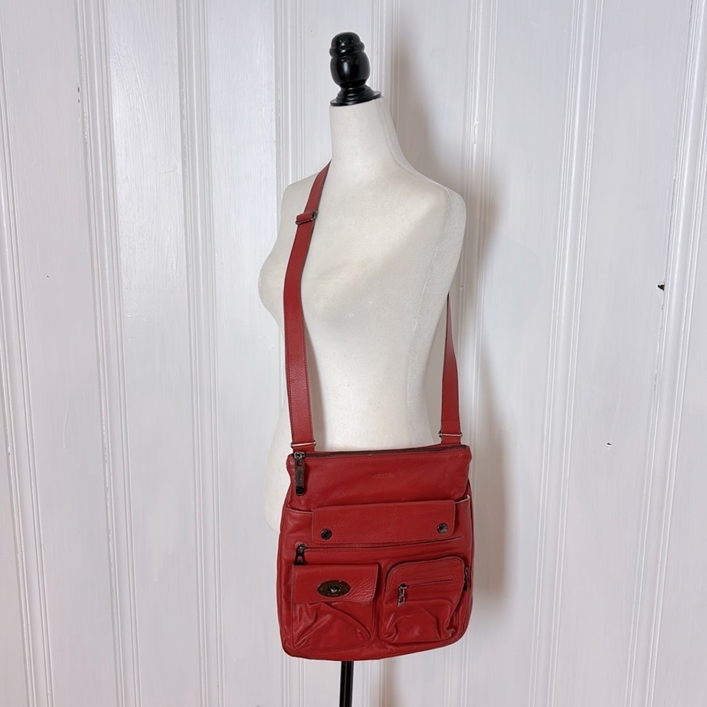 RUDSAK bright red leather crossbody bag